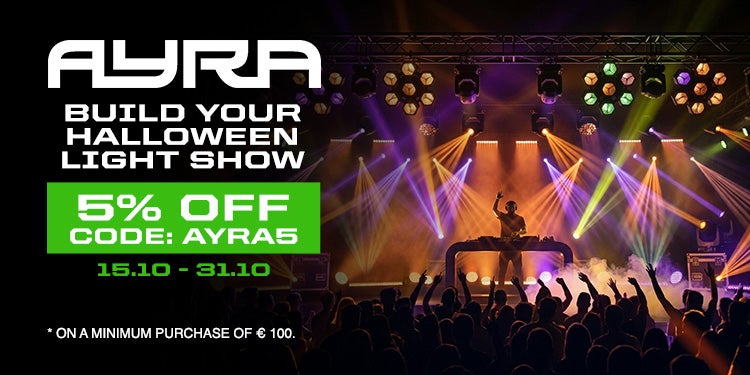 Ayra: crea tu espectáculo de luces de Halloween. 5&nbsp;% de descuento con el código AYRA5 del 15.10 al 31.10, con una compra mínima de 100&nbsp;€